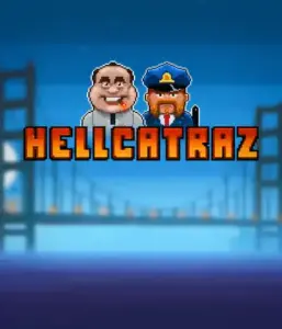 Enter the thrilling world of the Hellcatraz game by Relax Gaming, featuring a comic-style prisoner and a guard with the infamous Alcatraz prison and San Francisco skyline in the background. This image depicts the light-hearted escapade of an Alcatraz-inspired game, perfect for those who enjoy playful themes, offering a nostalgic gaming experience. 