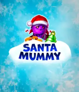  Behold the unique "Santa Mummy" slot game by Belatra, highlighting a Santa-clad mummy decked out in festive holiday attire. This eye-catching image presents the mummy with a vivid purple hue, wearing a Santa hat, amid snowy blue and icy snowflakes. The game's title, "Santa Mummy," is clearly shown in large, icy blue letters.