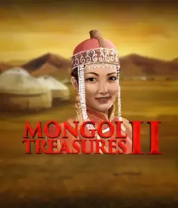 Discover the rich history of Mongolia with the Mongol Treasures 2 game by Endorphina, featuring a stunning Mongolian woman adorned in traditional attire against a sunset-lit Mongolian steppe backdrop. This image evokes the beauty of Mongolian tradition, offering a memorable gaming experience. 